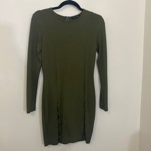 MINI BODY-CON LONG SLEEVE DRESS WITH CUTOUT